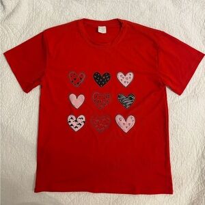 Red Heart Pattern Kids Shirt
